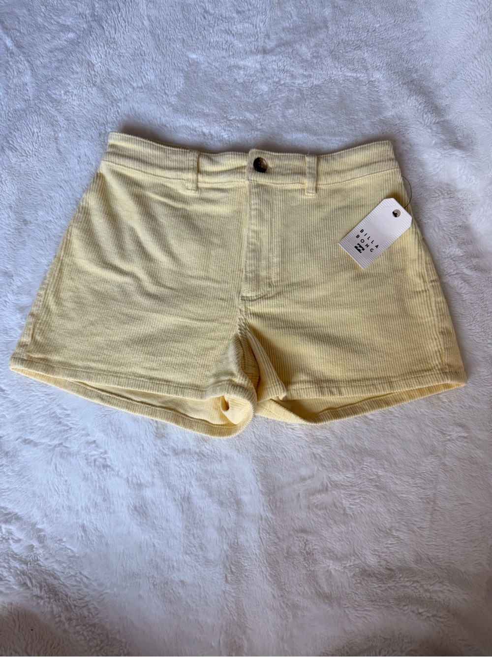 Billabong Women's Pale Yellow High Waist Corduroy Shorts